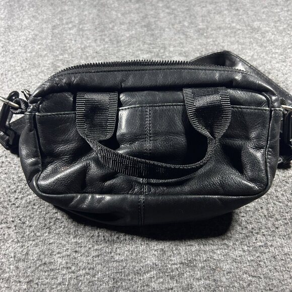 Vintage 90s Y2K TOMMY HILFIGER Leather Satchel Handbag Shoulder Bag BLACK - Picture 10 of 11